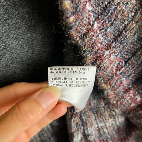 Woolrich Lambswool Open Front Cardigan Sweater M Gray Marled Trim Fall Cozycore - Picture 4 of 12